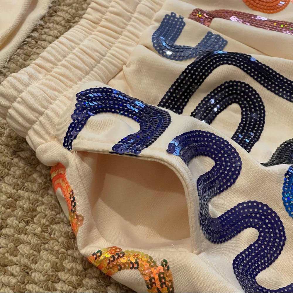 Queen of Sparkles Navy and Orange Squiggle Sequin Set XS - Picture 8 of 11